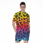 Rainbow Leopard Print Men's Rompers