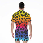 Rainbow Leopard Print Men's Rompers