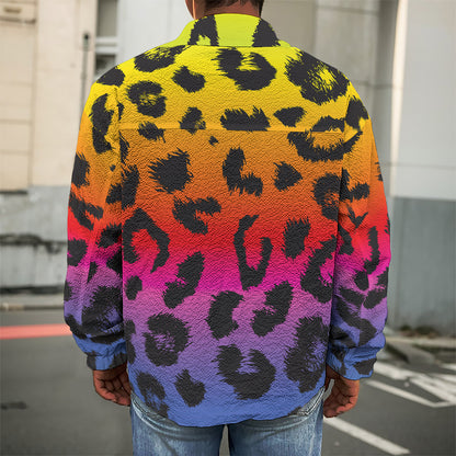 Rainbow Leopard Print Men's Shirt Jacket