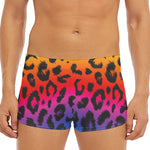 Rainbow Leopard Print Men's Short Boxer Briefs