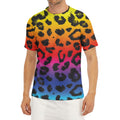 Rainbow Leopard Print Men's Short Sleeve Rash Guard
