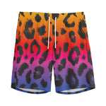 Rainbow Leopard Print Men's Sports Shorts