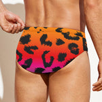 Rainbow Leopard Print Men's Swim Briefs