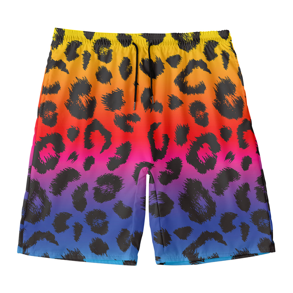 Rainbow Leopard Print Men's Swim Trunks