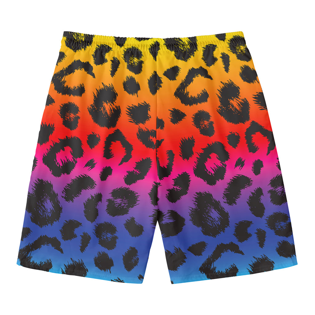 Rainbow Leopard Print Men's Swim Trunks