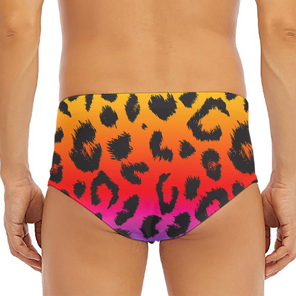 Rainbow Leopard Print Men's Triangle Swim Briefs