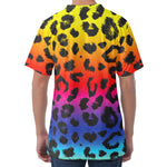 Rainbow Leopard Print Men's Velvet T-Shirt