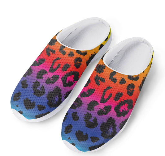 Rainbow Leopard Print Mesh Casual Shoes