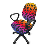 Rainbow Leopard Print Office Chair Cover