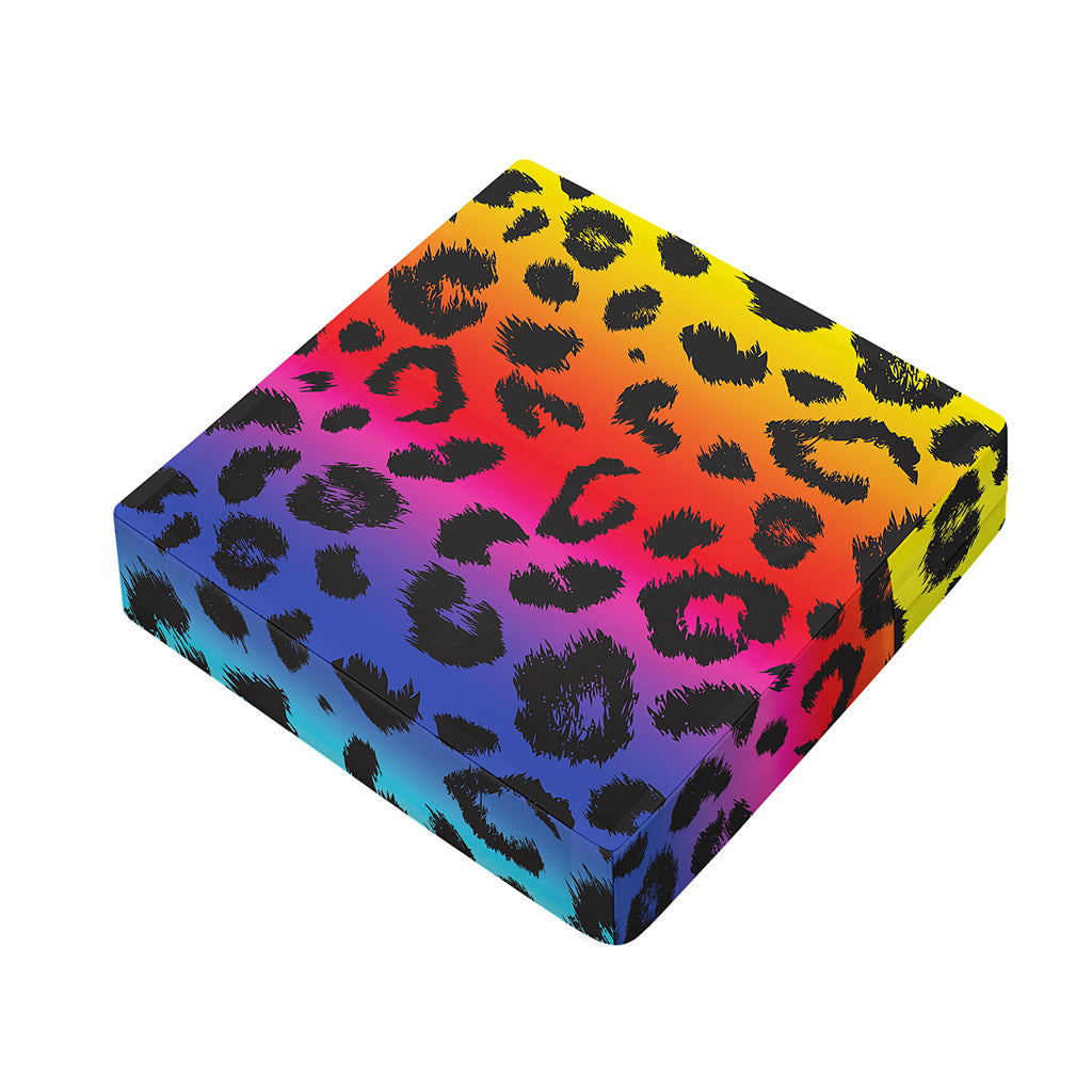 Rainbow Leopard Print Outdoor Seat Cushion Cover