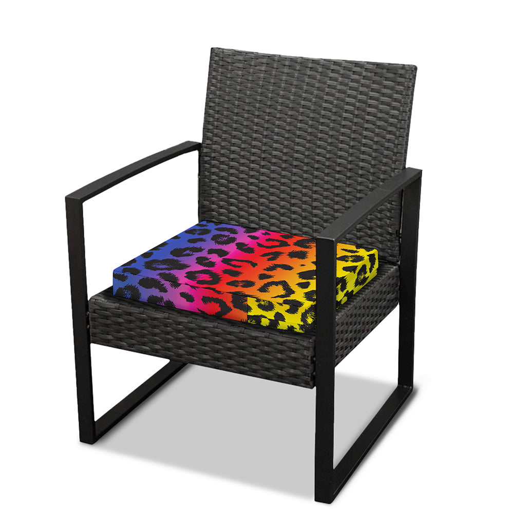 Rainbow Leopard Print Outdoor Seat Cushion Cover