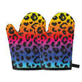 Rainbow Leopard Print Oven Mitts