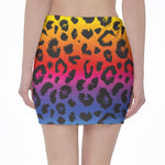 Rainbow Leopard Print Pencil Mini Skirt