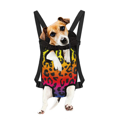 Rainbow Leopard Print Pet Carrier Backpack