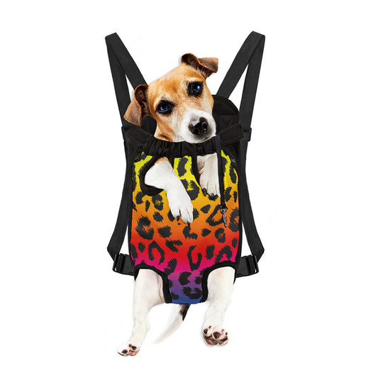 Rainbow Leopard Print Pet Carrier Backpack