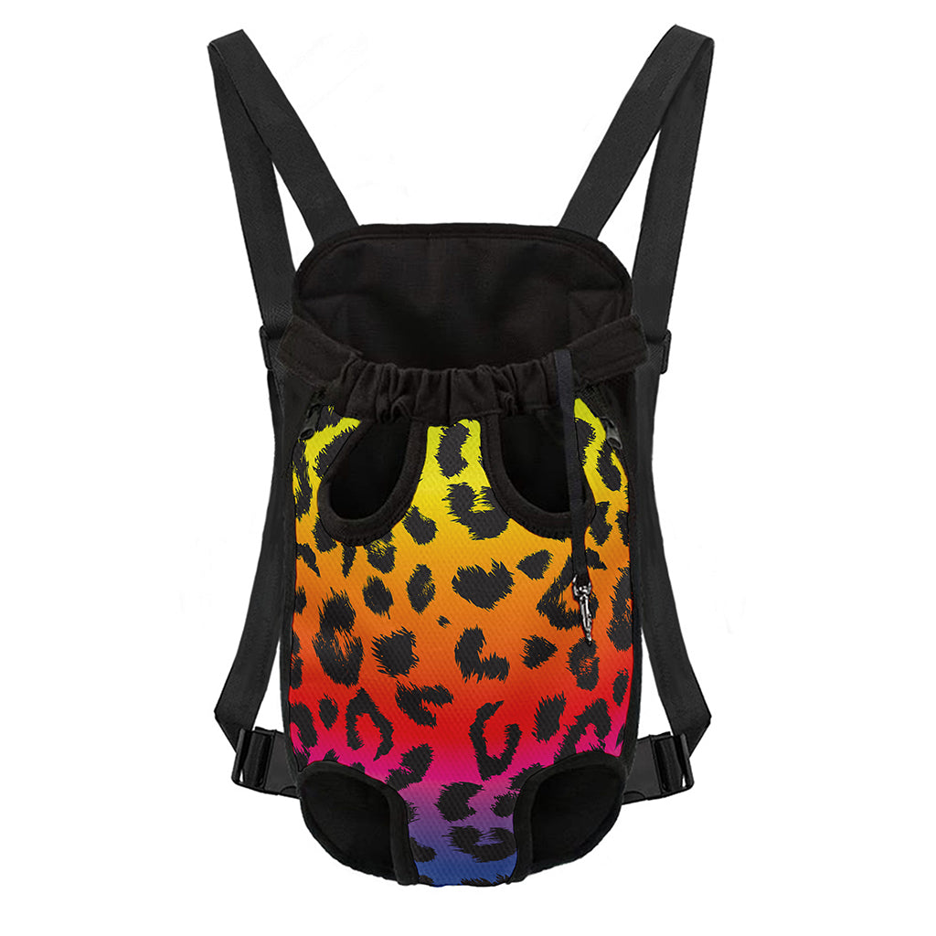 Rainbow Leopard Print Pet Carrier Backpack