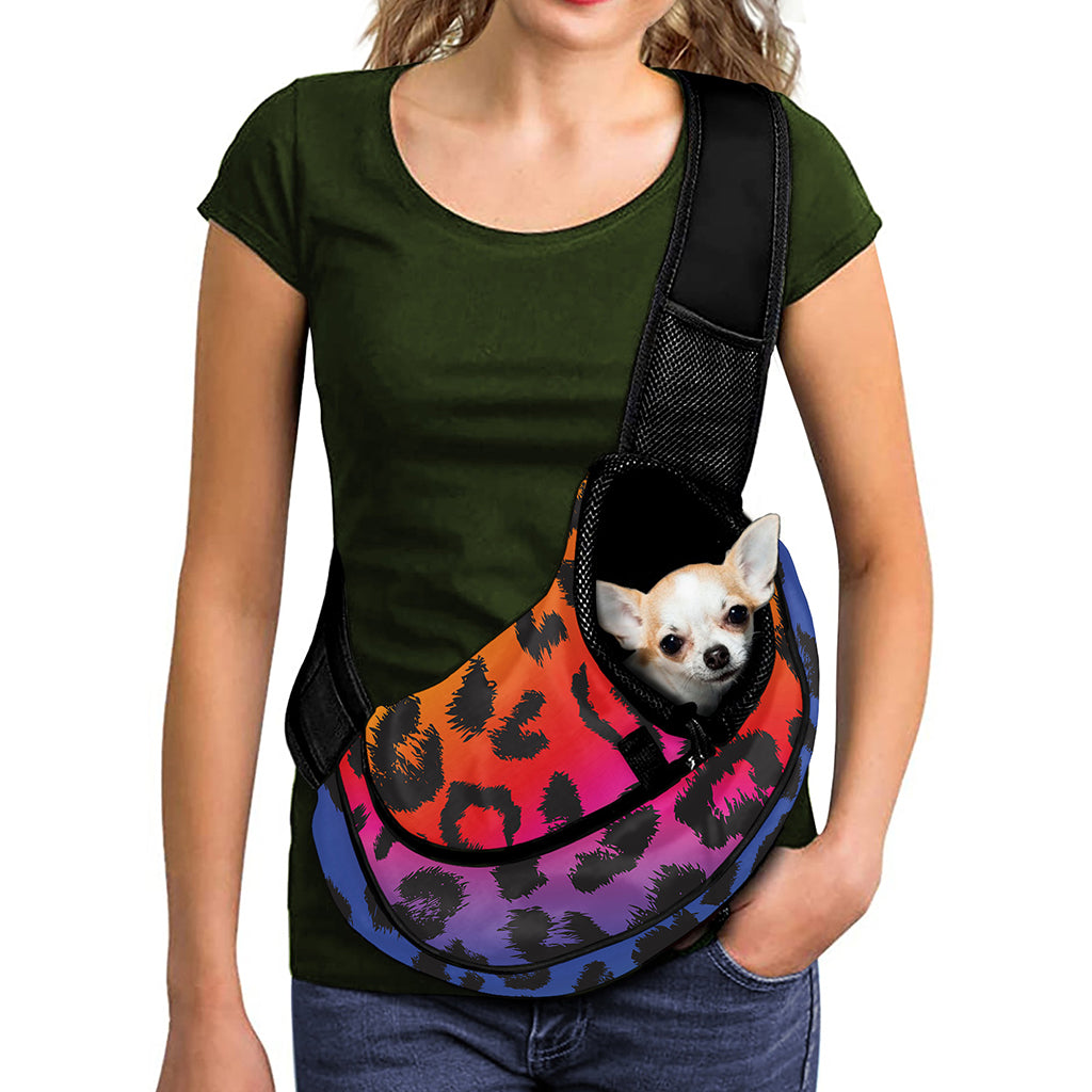 Rainbow Leopard Print Pet Sling Carrier