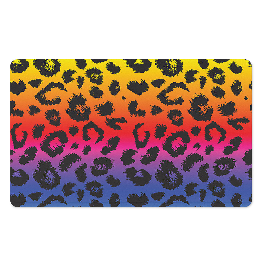 Rainbow Leopard Print Polyester Doormat