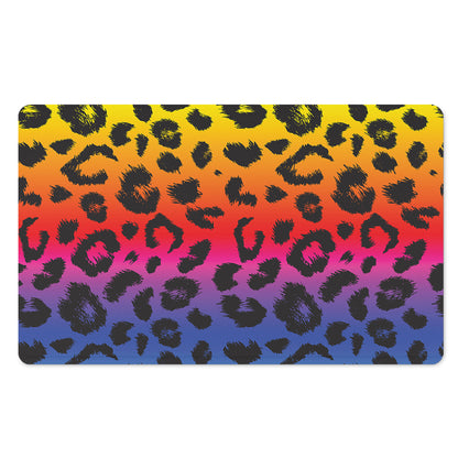 Rainbow Leopard Print Polyester Doormat