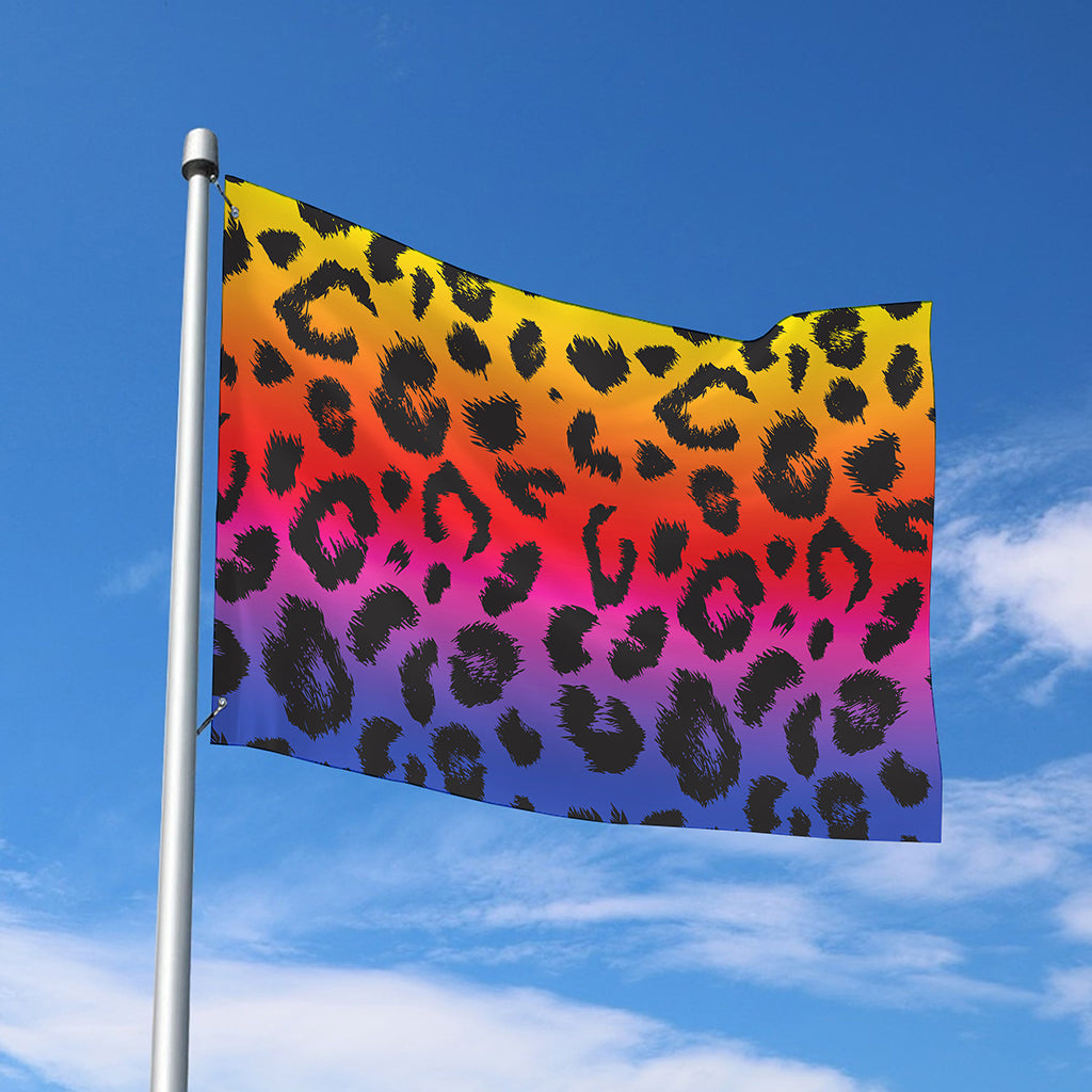 Rainbow Leopard Print Polyester Flag