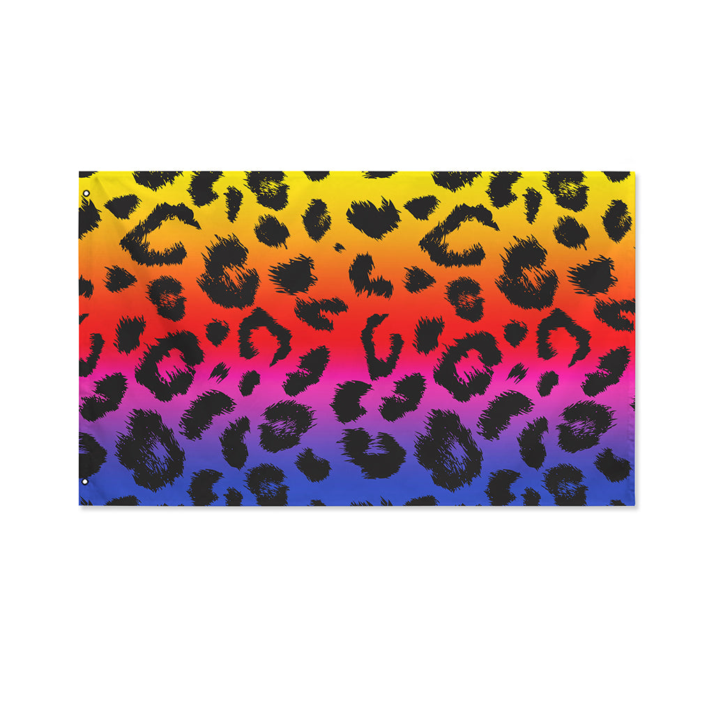Rainbow Leopard Print Polyester Flag