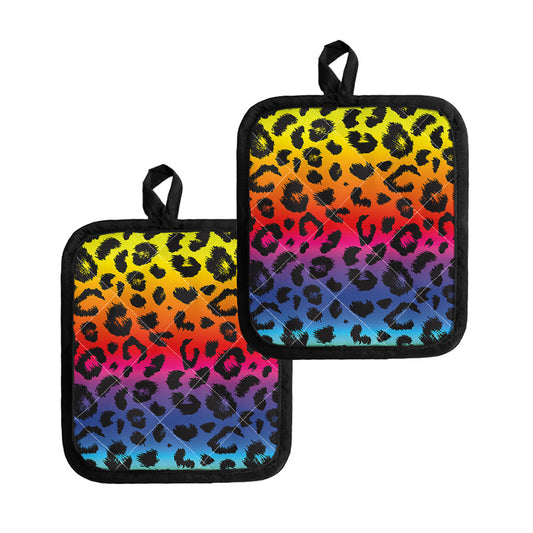 Rainbow Leopard Print Pot Holders