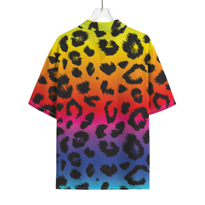Rainbow Leopard Print Rayon Hawaiian Shirt