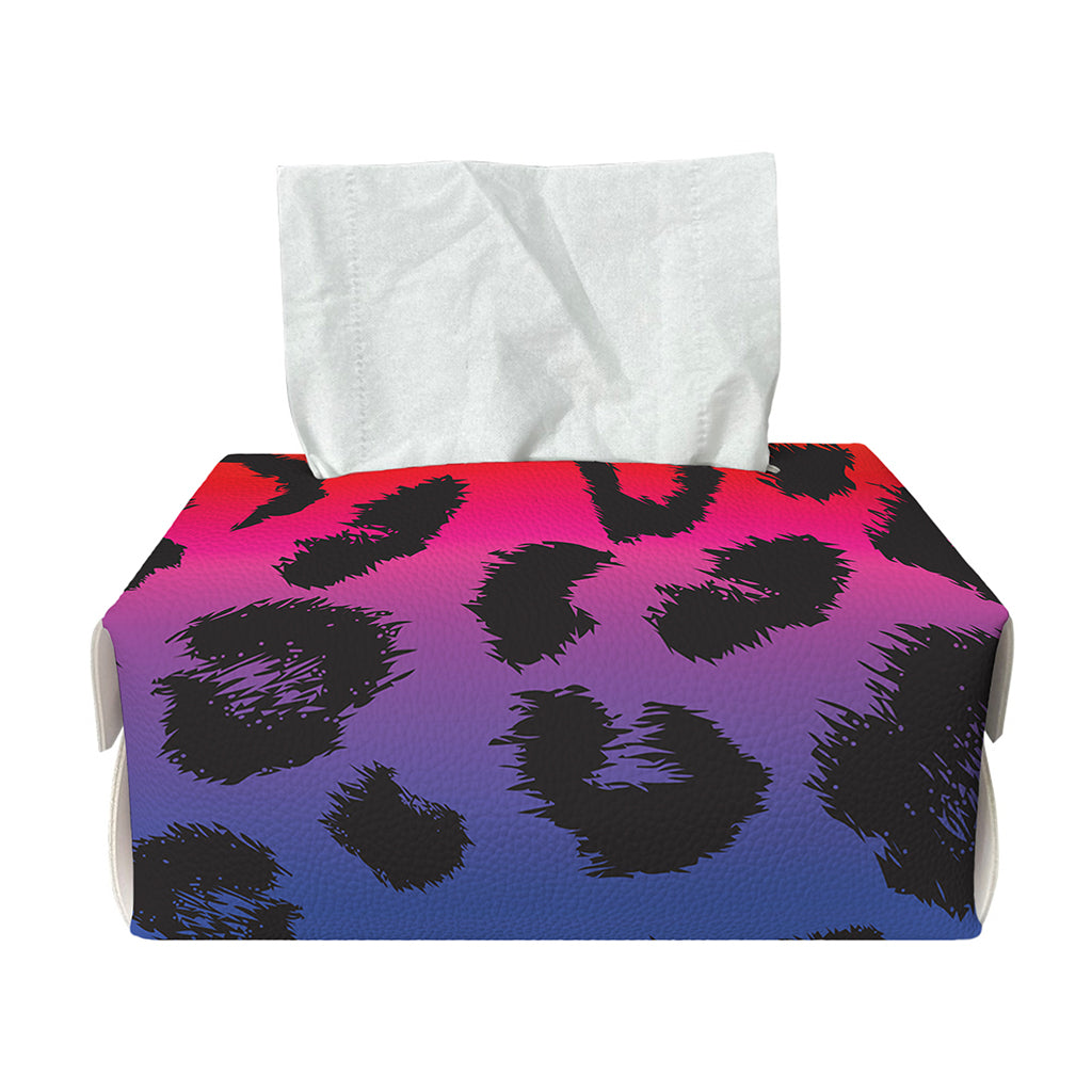 Rainbow Leopard Print Rectangle Tissue Box Cover