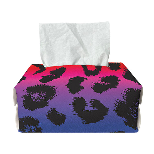 Rainbow Leopard Print Rectangle Tissue Box Cover