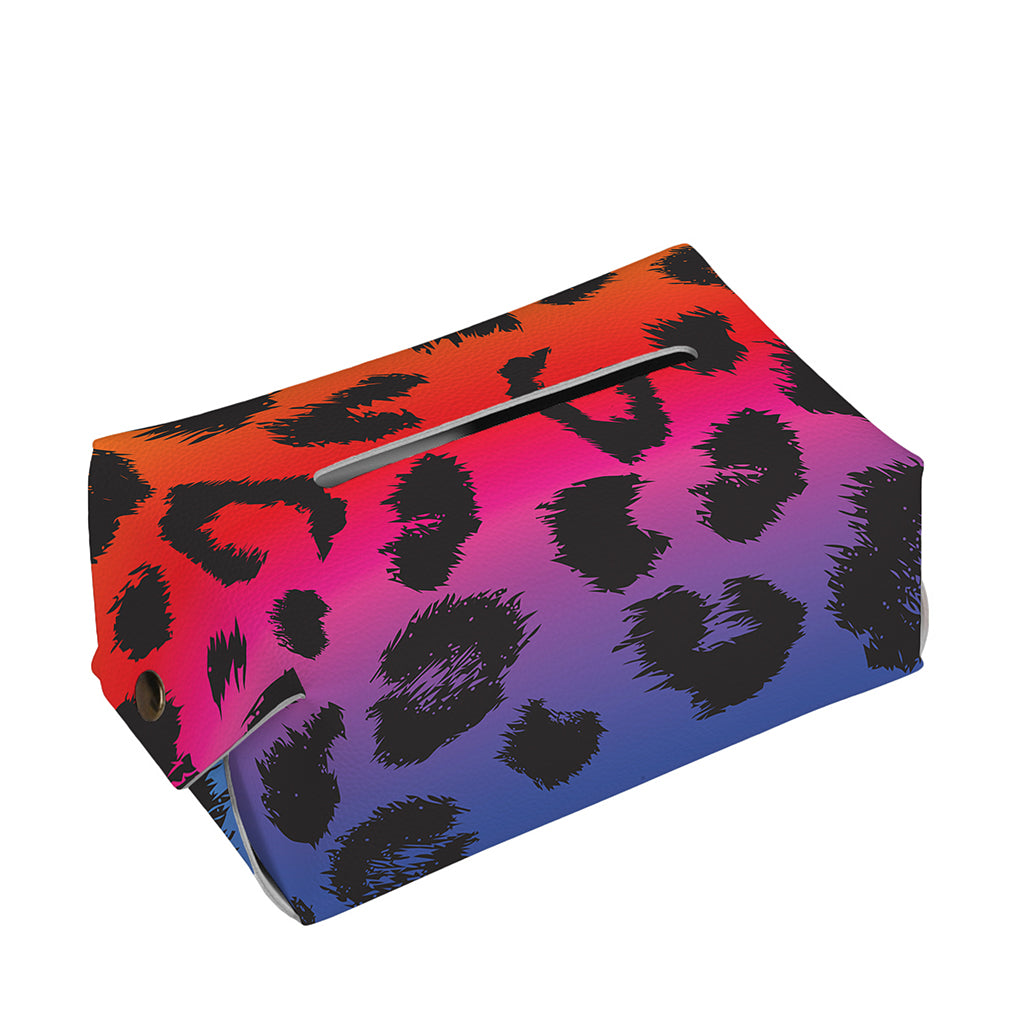 Rainbow Leopard Print Rectangle Tissue Box Cover