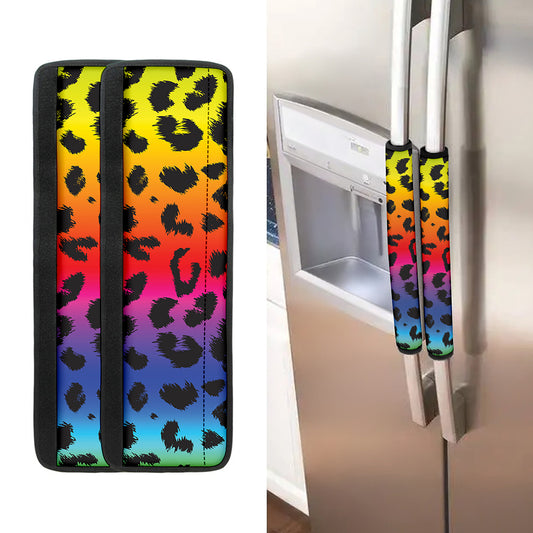 Rainbow Leopard Print Refrigerator Handle Covers