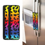 Rainbow Leopard Print Refrigerator Handle Covers