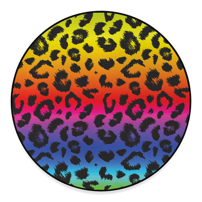 Rainbow Leopard Print Round Floor Mat