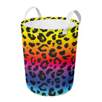 Rainbow Leopard Print Round Laundry Basket