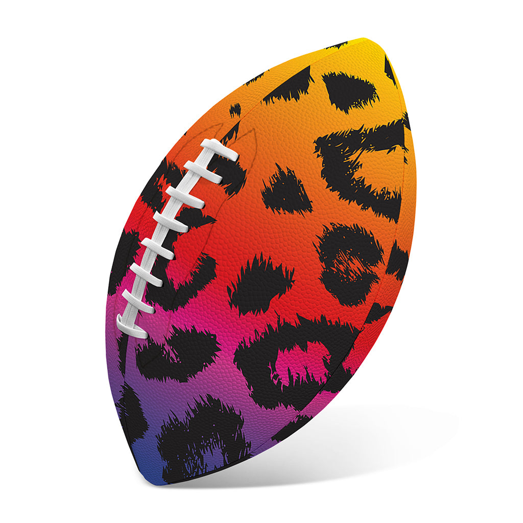 Rainbow Leopard Print Rugby Ball