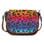Rainbow Leopard Print Saddle Bag