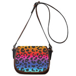 Rainbow Leopard Print Saddle Bag