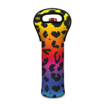 Rainbow Leopard Print Single Neoprene Wine Tote