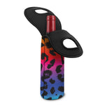 Rainbow Leopard Print Single Neoprene Wine Tote
