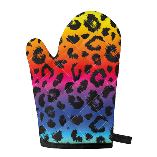 Rainbow Leopard Print Single Oven Mitt