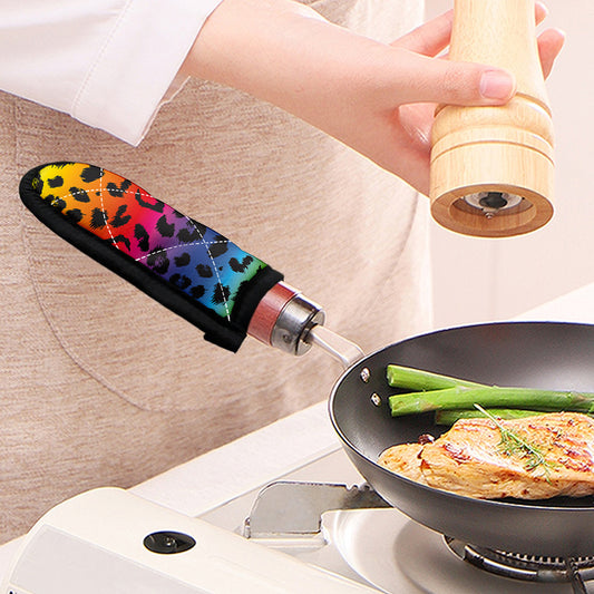 Rainbow Leopard Print Skillet Handle Cover