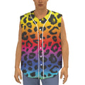 Rainbow Leopard Print Sleeveless Baseball Jersey
