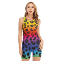 Rainbow Leopard Print Sleeveless One Piece Swimsuit