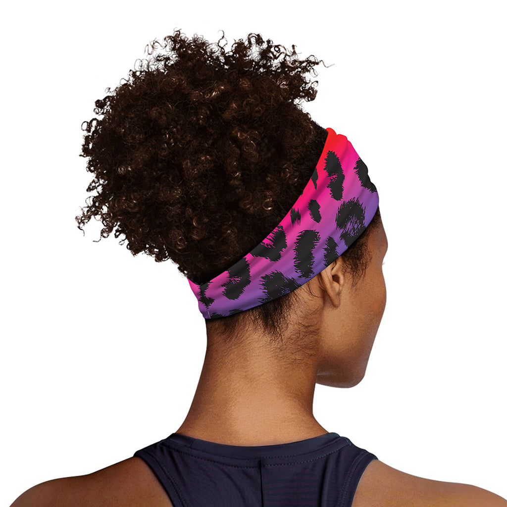Rainbow Leopard Print Sports Headband