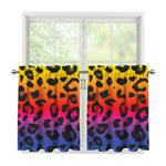 Rainbow Leopard Print Tier Curtains