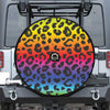 Rainbow Leopard Print Tire Cover With Camera Hole