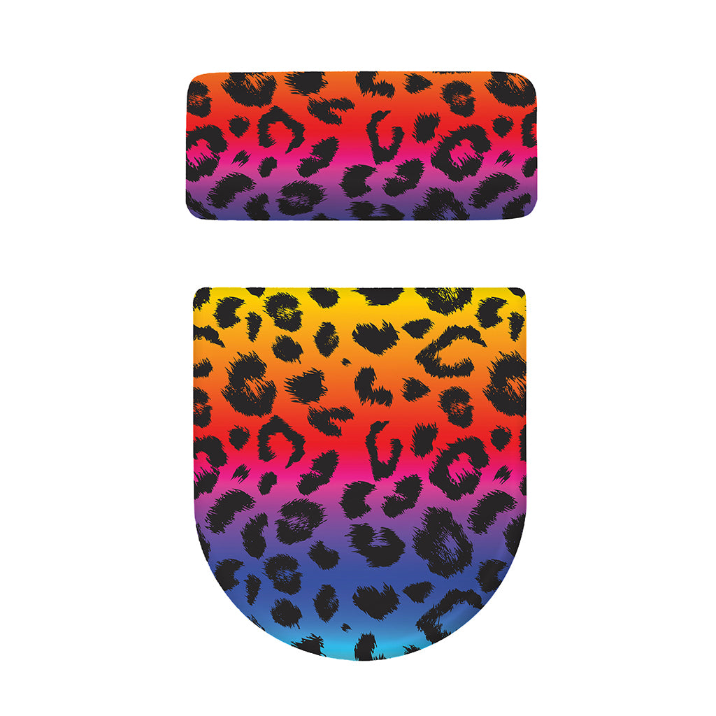 Rainbow Leopard Print Toilet Lid And Tank Cover Set