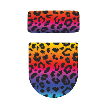 Rainbow Leopard Print Toilet Lid And Tank Cover Set