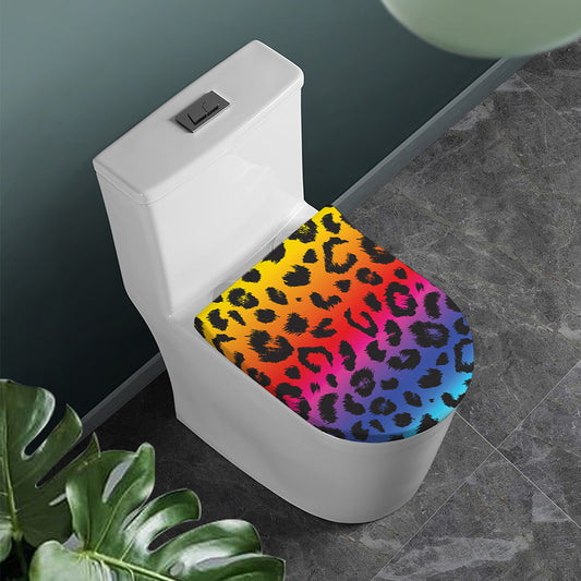 Rainbow Leopard Print Toilet Lid Cover