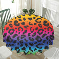 Rainbow Leopard Print Waterproof Round Tablecloth